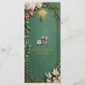 Menu Croix dorée verte émeraude Mariage chrétien (Dos)