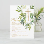 Menu Croix végétale florale Baptême élégant (Debout devant)
