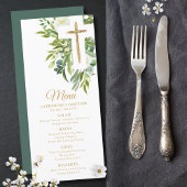 Menu Croix végétale florale Baptême élégant