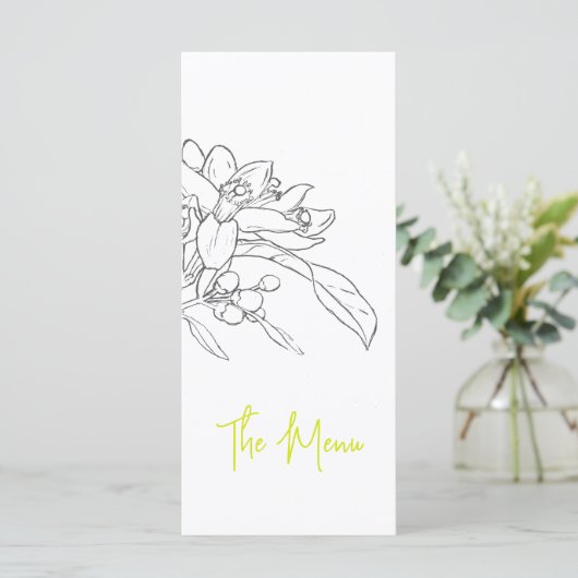 Menu Croquis en fleur de chaux mono mariage (Debout devant)