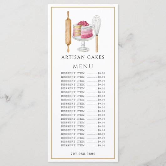 Menu Cuisinier boulanger pâtissier Chef Aquarelle Usten (Devant)