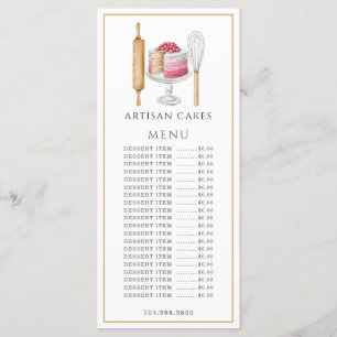 Menu Cuisinier boulanger pâtissier Chef Aquarelle Usten