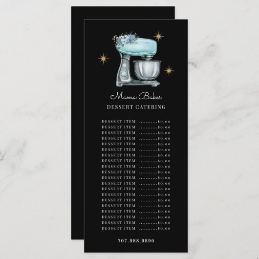 Menu Cuisinier pâtissier Chef Aquarelle Ustensiles de c (Devant / Derrière)