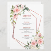 Menu Cuivre Géométrique Peach Rose Floral (Devant / Derrière)