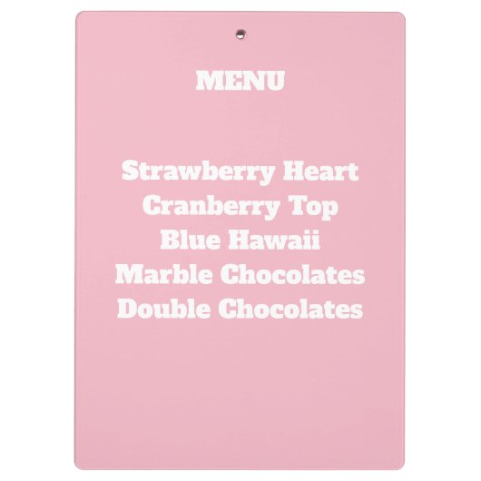 Menu CUPCAKE FACTORY Klembord (Achterkant)