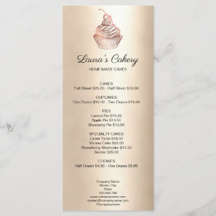 Menu Cupcake Home Bakery Rustic Vintage