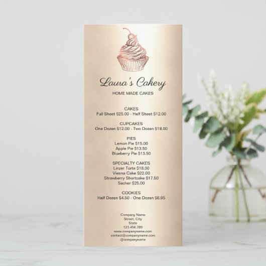 Menu Cupcake Home Bakery Rustic Vintage (Debout devant)