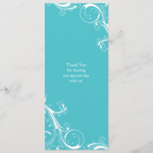 Menu Curacao bleu Swirl Filigree (Dos)