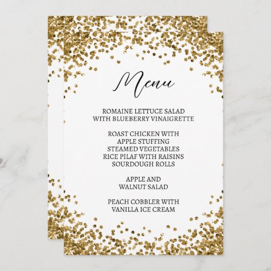 Menu Curved Gold Glitter White (Devant / Derrière)