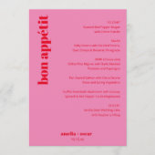 Menu Custom Bright Bold Pink and Red Modern Wedding (Devant)
