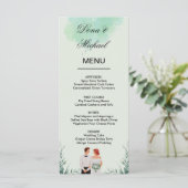 Menu Custom green watercolor flowy wedding (Debout devant)