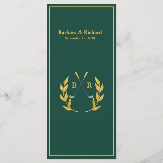 Menu Custom Monogram Golf Theme Wedding  (Dos)