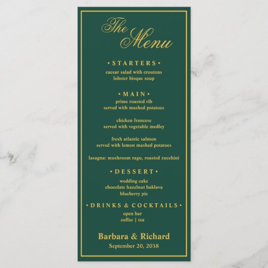 Menu Custom Monogram Golf Theme Wedding  (Devant)