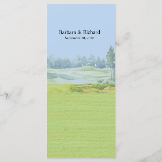 Menu Custom Watercolor Golf Theme Wedding (Dos)
