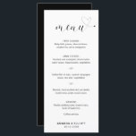 Menu Cute Coeur noir et blanc Mariage simple<br><div class="desc">Menu mariage moderne avec un design simple et minimaliste en noir et blanc avec le mot "menu" dans une élégante typographie et un coeur mignon à la fin.</div>