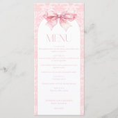 Menu Cute Coquette Pink Bow Damask Baby Girl Douche (Devant)