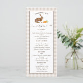 Menu Cute Hare And Carrots Beige Gingham Easter Brunch (Debout devant)