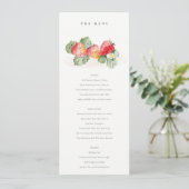 Menu Cute Red Strawberry Leafy Foliage Weddenschap Kaart (Staand voorkant)