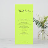 Menu Cyber Lime Jet Black Simple Script Wedding Dinner (Debout devant)