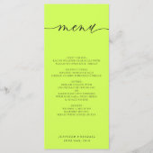 Menu Cyber Lime Jet Black Simple Script Wedding Dinner (Devant)