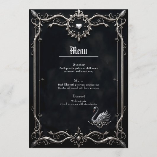 Menu Cygne Éternel de l'Amour, Forever Commence Ici.  (Devant)