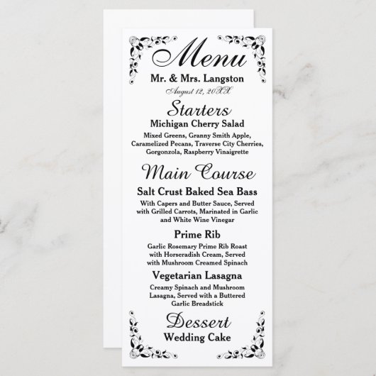 Menu d'accueil officiel noir et blanc (Devant / Derrière)