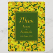 Menu Daffodique de printemps jaune - Mariage (Devant)