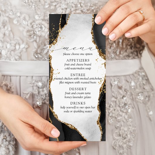 Menu d'agrafage noir, or et gris