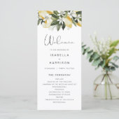 Menu DAHLIA Watercolor Lemon Floral Lon Wedding Program (Debout devant)