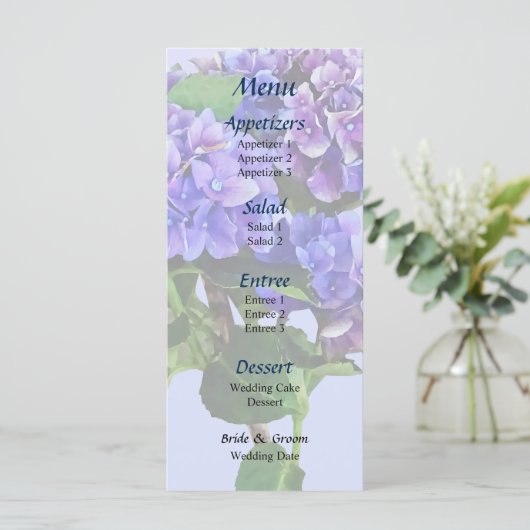 Menu Dainty Blue Hydrangea (Debout devant)