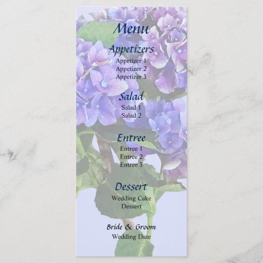 Menu Dainty Blue Hydrangea (Devant)