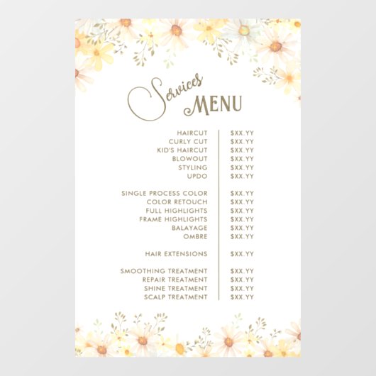 Menu Daisies Services Raamsticker (Vel)