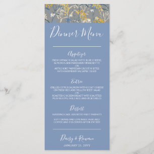 Menu Daisy Botanique Floral Jaune & Bleu Marine Dîner