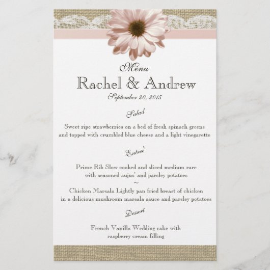 Menu Daisy Country Blush Daisy (Devant)