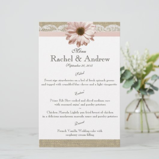 Menu Daisy Country Blush Daisy (Debout devant)