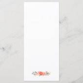 Menu Dall Wedding Rustic Coral Floral Gold Lijst (Achterkant)