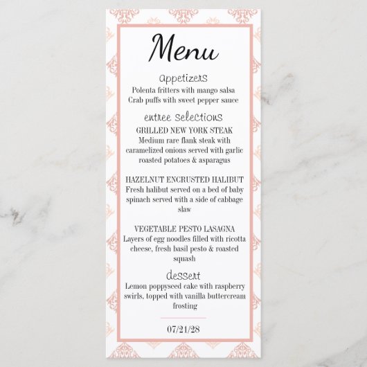 Menu Damas Rose Pêche Doux (Devant)