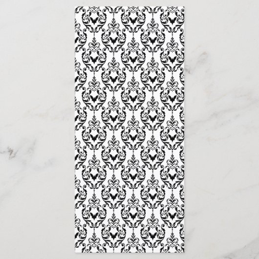 Menu Damask Glam Diner d'Halloween (Dos)