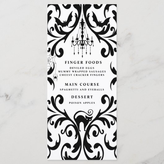 Menu Damask Glam Diner d'Halloween (Devant)