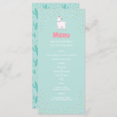 Menu d'anniversaire à thème Llama (Devant / Derrière)
