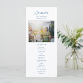 Menu d'anniversaire bleu floral élégant personnali (Debout devant)