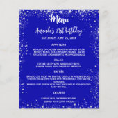 Menu d'anniversaire bleu royal paillettes faits am (Devant)