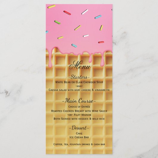 Menu d'anniversaire cornet gaufrette glace à la fr (Devant)