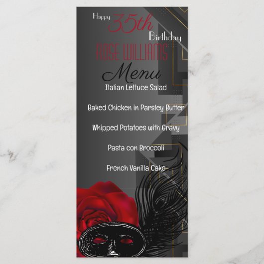 Menu d'anniversaire de la Renaissance de Harlem (Devant)