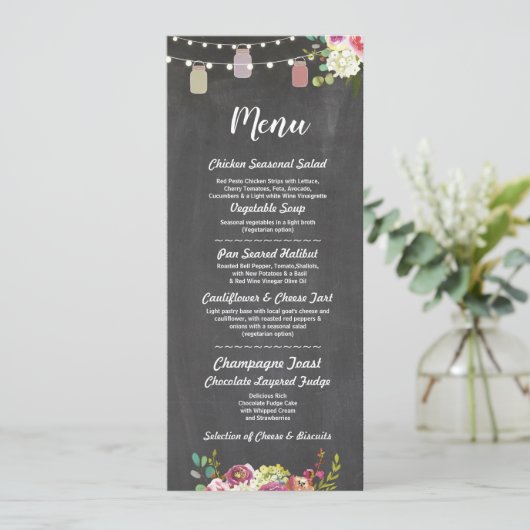 Menu dans des bocaux Mariage Réception Rustique Cr (Debout devant)