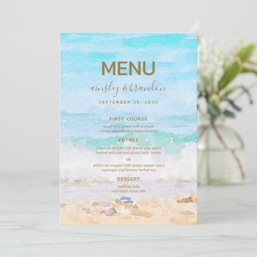 Menu d'aquarelle de plage (Debout devant)