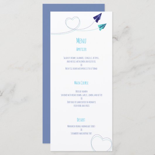 Menu d'aquarelle du plan papier (Devant / Derrière)