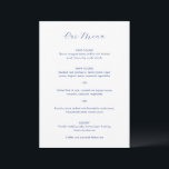 Menu Daria Cobalt Bleu Mariage moderne<br><div class="desc">Menu mariage moderne avec le titre et votre monogramme dans un script élégant.</div>