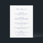 Menu Daria Cobalt Bleu Mariage moderne<br><div class="desc">Menu mariage moderne avec le titre et votre monogramme dans un script élégant.</div>