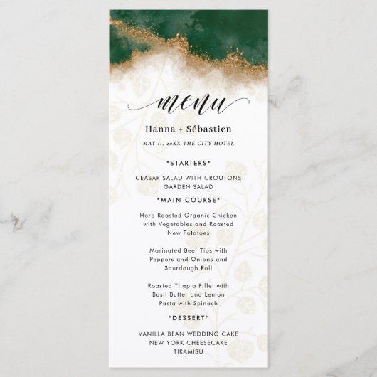 Menu Dark green and gold Wedding (Devant)